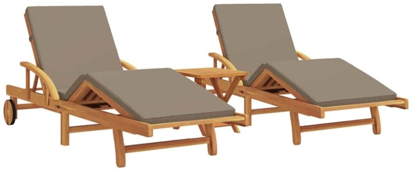 vidaXL Sonnenliege 3 pcs Taupe Massivholz Akazie 3325185