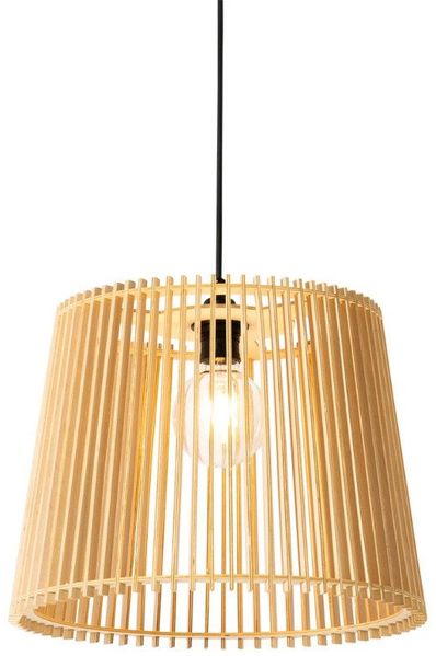 Qazqa Außen-Deckenleuchte Jayla, ohne Leuchtmittel, Warmweiß, QAZQA Außen Hängeleuchte, e27, Naturel, Holz, Landhaus