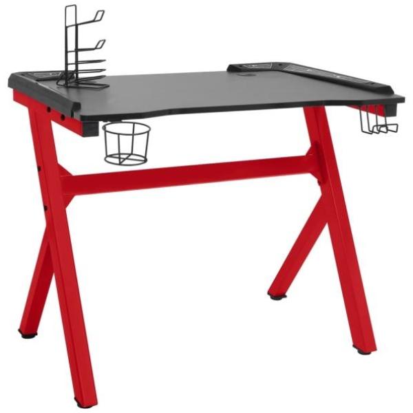 vidaXL Gaming-Schreibtisch mit LED & Y-Gestell Schwarz Rot 110 x 60 x 75 cm
