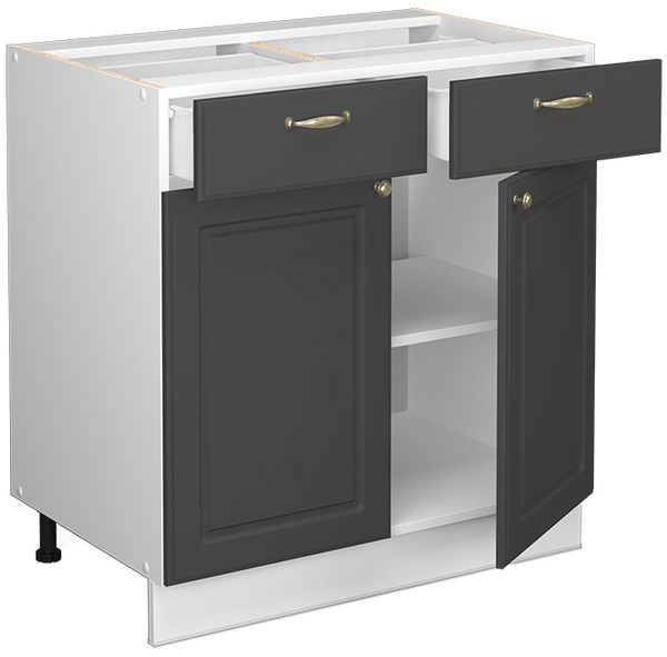 Küchenunterschrank Fame-Line Anthrazit-Gold 80 cm , AP Marmor Vicco