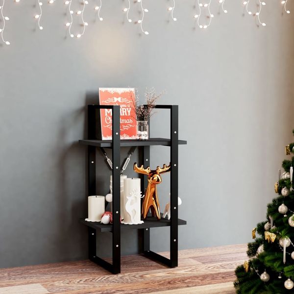 vidaXL Bücherregal 2 Böden Schwarz 40x30x70 cm Massivholz Kiefer 806416