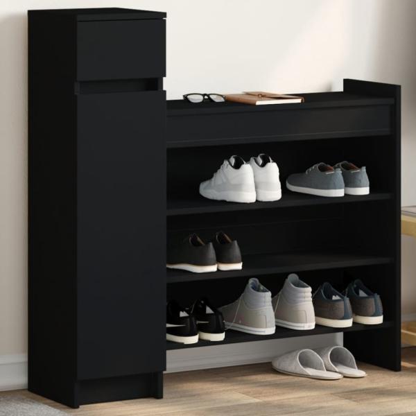 vidaXL Schuhschrank Schwarz 100,5x28x100 cm Holzwerkstoff 840423