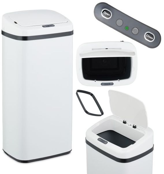 Relaxdays Weißer Mülleimer mit Sensor