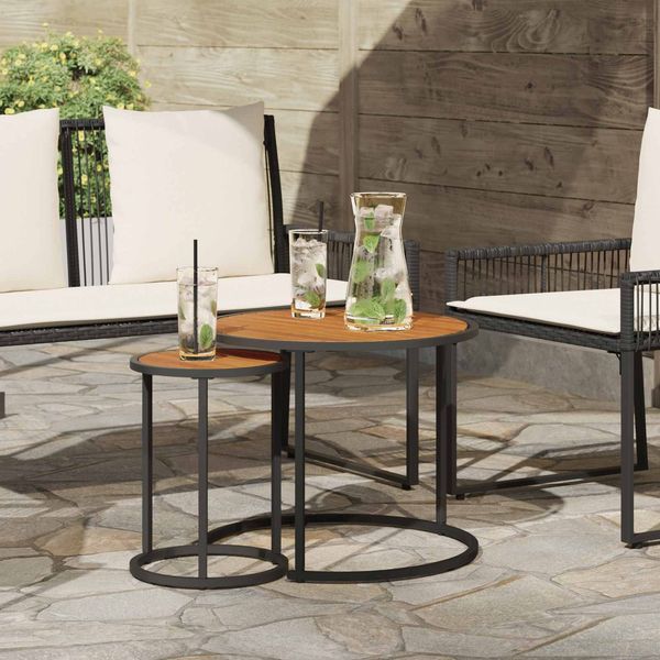 vidaXL Kaffeetisch Set 2 pcs Natürlich und Schwarz 55 x 55 x 45 cm 42026684