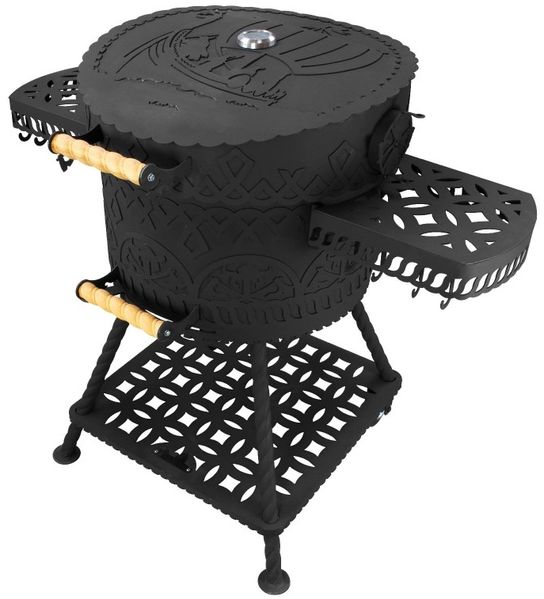 Holzkohlegrill Drakkar mit Gussrost Ø 54,5 cm – Robuster Rundgrill im Wiking-Stil