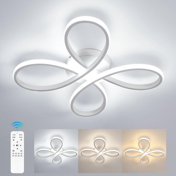 Comely LED Deckenleuchte Dimmbar, 40W 4500LM 40cm Moderne Weiß LED Deckenlampe Blütenform mit Fernbedienung für Schlafzimmer, Wohnzimmer, Dimmbar 3000K-6500K