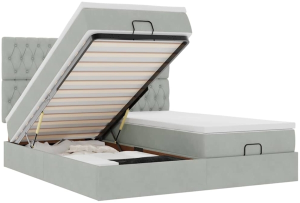 vidaXL Ottoman-Bett mit Matratzen Hellgrau 180x200 cm Samt 3313790
