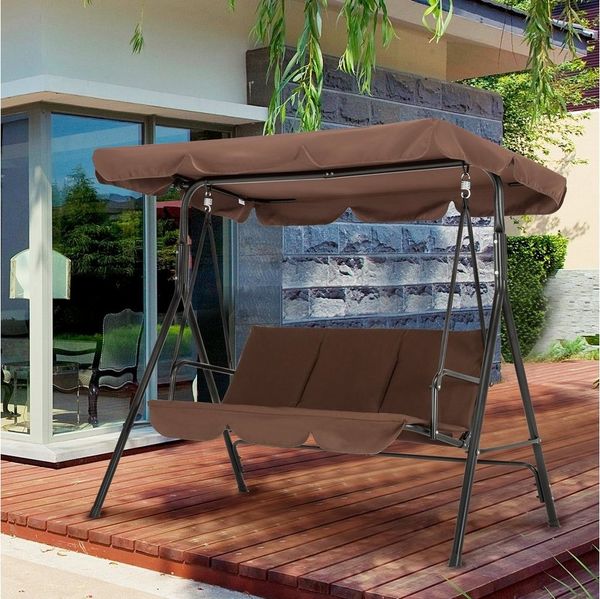 MCombo Hollywoodschaukel MCombo 3-Sitzer Hollywoodschaukel Gartenschaukel 8003, 3-Sitzer, mit Verstellbares Sonnendach, Wetterfest, Schaukelbank Outdoor