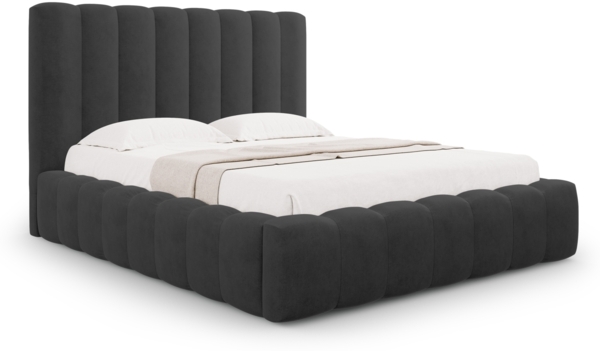 Micadoni Bett Kelp Strukturierter Stoff Moly Anthrazit 180x200