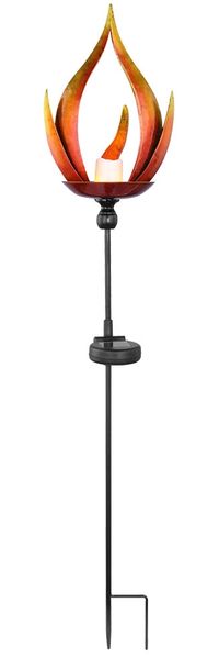 LED Solarlampe, Metall, schwarz, Feuereffekt, H 93cm