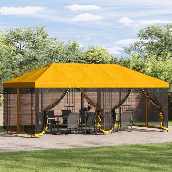 vidaXL Pavillon mit Seitenwänden 6x3 m Gelb Polyester und Stahl 190 3375989