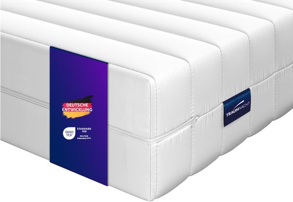 Traumnacht Basic XXL 2 in 1 Duo - orthopädische 7- Zonen Kaltschaummatratze, Härtegrad 2 und 3, Öko-Tex Zertifiziert, 90x190 cm, Höhe 22 cm, produziert nach deutschem Qualitätsstandard