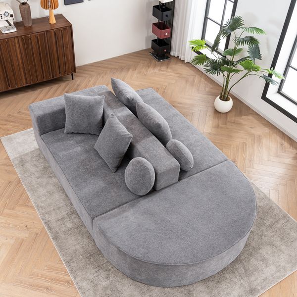 Modulares 4-Sitzer Schlafsofa H 40 x T 263 x B 171 cm aus Chenille, Grau, Sitzhöhe 40 cm