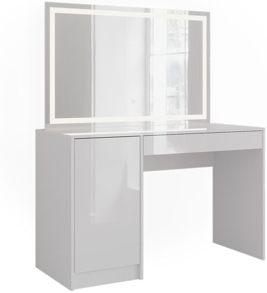 Schminktisch Sherry Weiß/Weiß Hochglanz 119.8 cm mit LED-Spiegel Vicco