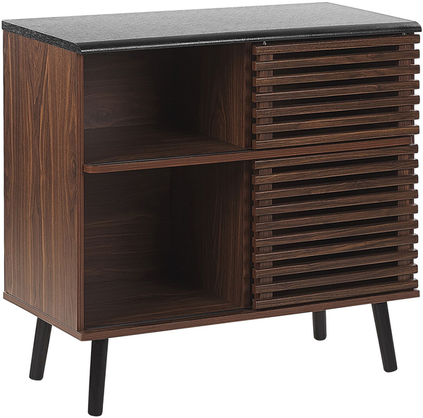Sideboard dunkler Holzfarbton verschiebbare Türen PERTH Bild 5