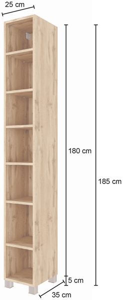 Badezimmer Regal HEERLEN-03 in Wotaneiche Nb, B/H/T: ca. 25/180/35 cm Bild 3