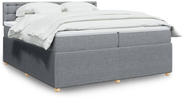 vidaXL Boxspringbett mit Matratze Hellgrau 200x200 cm Stoff 3289877