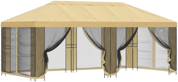 vidaXL Pavillon mit Seitenwänden 6 x 3 m Creme Polyester und Stahl 190 3376020 Bild 2
