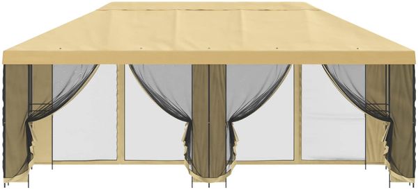 vidaXL Pavillon mit Seitenwänden 6 x 3 m Creme Polyester und Stahl 190 3376020 Bild 3