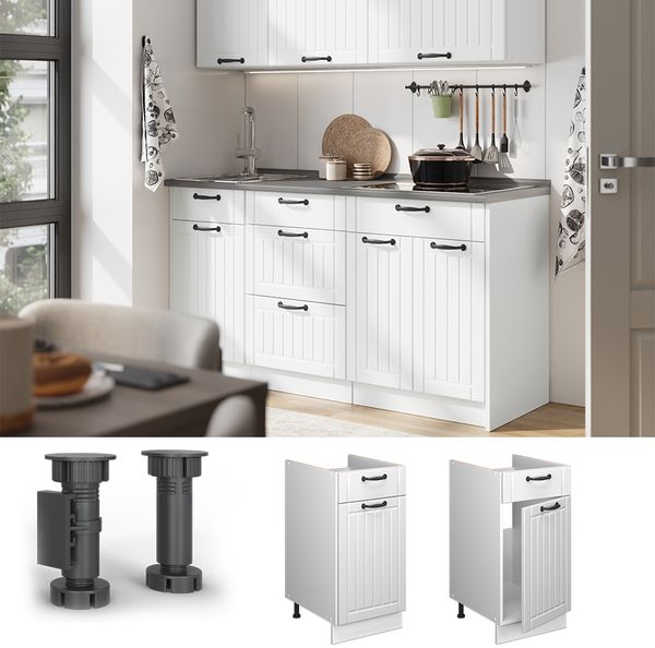 Unterschrank für Spüle/Kochfeld Fame-Line Weiß Landhaus/Weiß 40 cm ohne Arbeitsplatte Vicco Bild 4