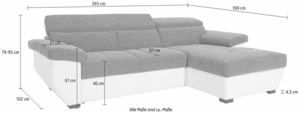 COTTA Ecksofa Speedway L-Form, inklusive Kopfteilverstellung, wahlweise mit Bettfunktion + Bettkasten Bild 2