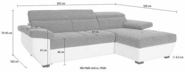 COTTA Ecksofa Speedway L-Form, inklusive Kopfteilverstellung, wahlweise mit Bettfunktion + Bettkasten Bild 3