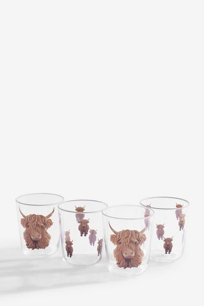 Next Tumbler-Glas Hamish The Highland Cow Tumbler-Gläser, 4er-Set, 1-tlg, Glas