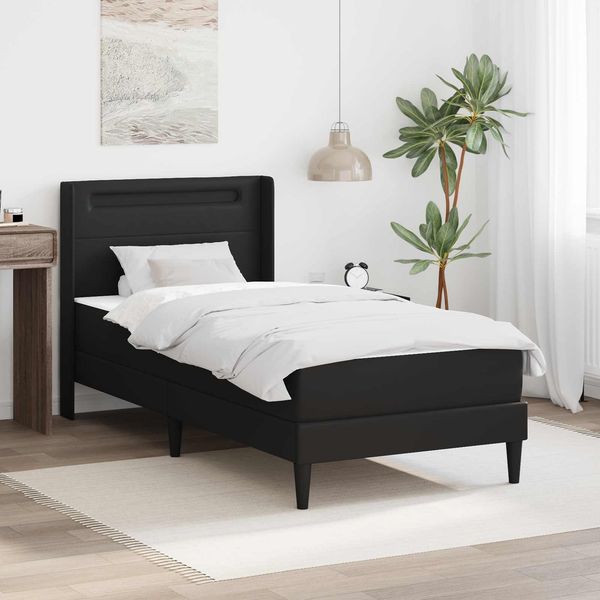 vidaXL Bettgestell mit Matratze Schwarz 90 x 200 cm Kunstleder 3414898