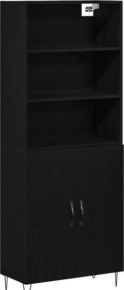 vidaXL Highboard 2 pcs Schwarz Eichen-Optik 69,5 x 34 x 180 cm 3333093