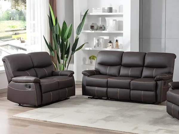 Vente-unique - CANBY Couchgarnitur Kunstleder Braun - B 90 cm x H 95 cm x L 133 cm183 cm