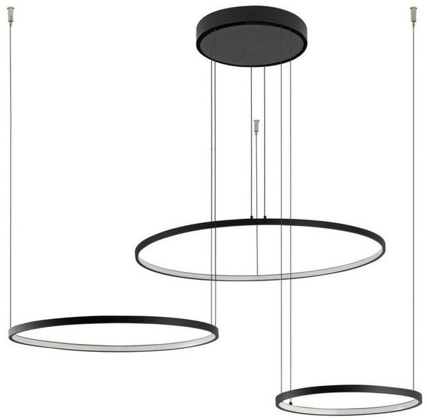 Licht-Erlebnisse Pendelleuchte KOLO, LED, Warmweiß, LED Aluminium Metall H: max. 140 cm Schwarz warmweißes Licht 3000 K