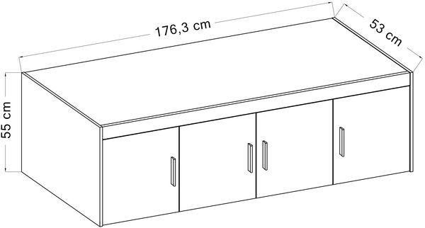 AX LIVING Groß Schrankaufsatz Eiche Lefkas Storicos 4T 176,3 x55,5 x53 Bild 2