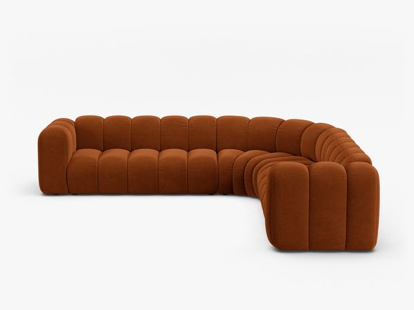 Micadoni symmetrisches Ecksofa Lupine 5-Sitzer Samt Salvador Terrakotta