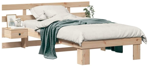 vidaXL Bettrahmen mit Kopfteil Braun 90 x 190 cm Massives Kiefernholz 872716 Bild 2
