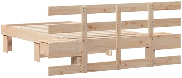 vidaXL Bettrahmen mit Kopfteil Braun 90 x 190 cm Massives Kiefernholz 872716 Bild 6