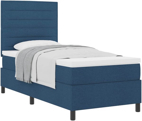 vidaXL Boxspringbett mit Matratze mit Kopfteil Blau 90 x 200 cm Stoff 3339286 Bild 2