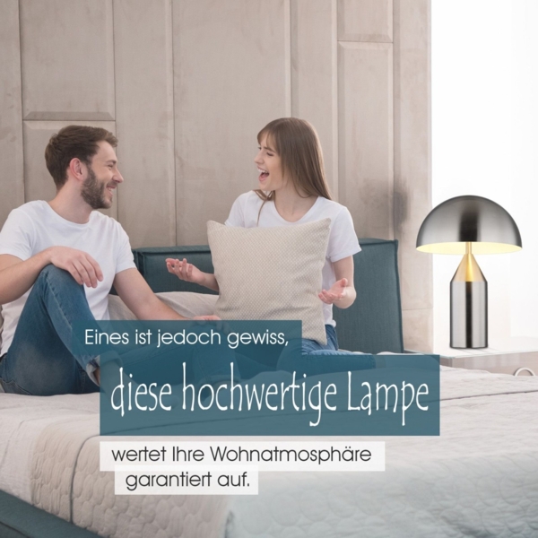 Tischleuchte Wohnzimmer Tischlampe Schlafzimmer Nachttischlampe Silber Höhe 3. .. Bild 4