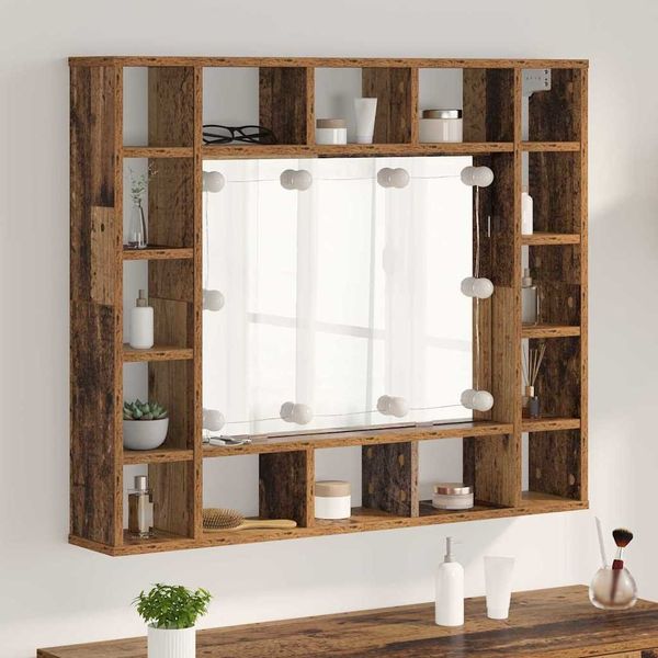 vidaXL Spiegelschrank Altholz 91 x 15 x 76,5 cm Holzwerkstoff 879456