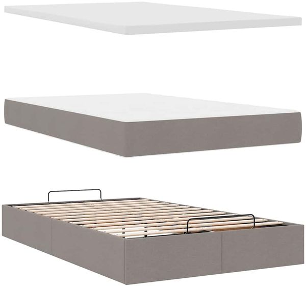 vidaXL Ottoman-Bett mit Matratze & LEDs Taupe 120x200 cm Stoff 3313917 Bild 9