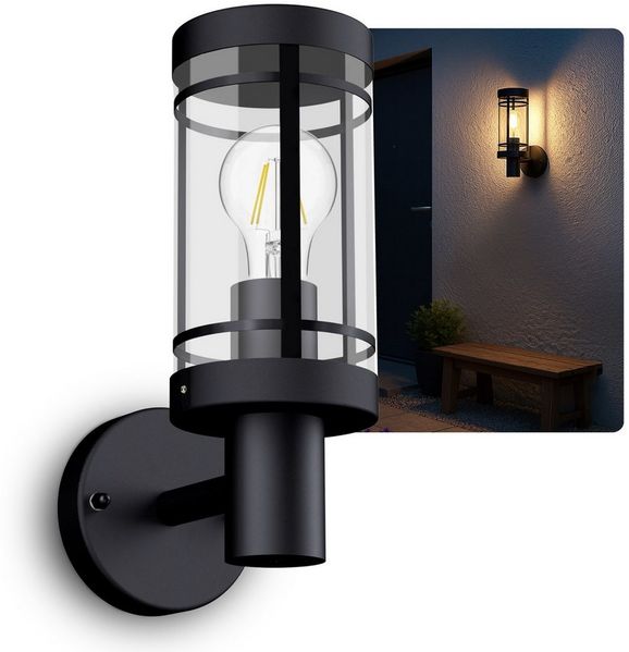 SSC-LUXon LED Außen-Wandleuchte MIENTO Wandleuchte Aussen IP44 mit LED E27 Birne warmweiß 4W Laterne, Warmweiß