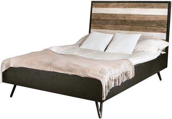 Livin Hill Bett Adesso Schwarz, Grau- und Beigetöne, schwarze Beine ADESK01 180x200