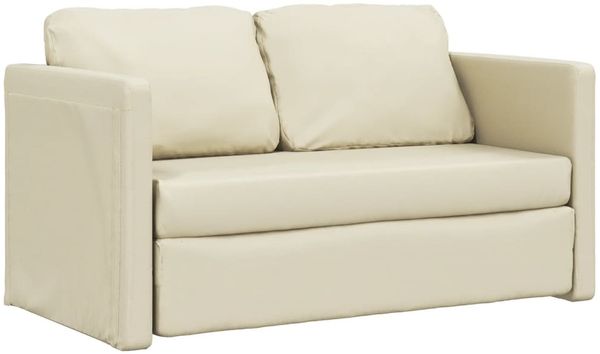 vidaXL Bodensofa mit Schlaffunktion Creme 112x174x55 cm Kunstleder 353974 Bild 4