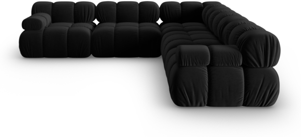 Micadoni Symmetrisches Ecksofa Bellis 5-Sitzer Samt Bluvel Schwarz