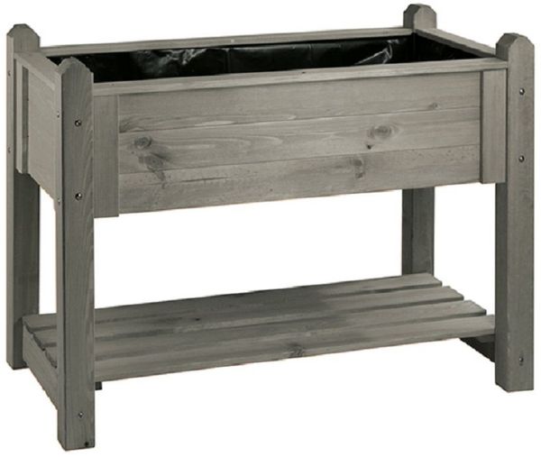 Hochbeet Premium mit Rollen aus Kiefernholz, Vintage-Grau