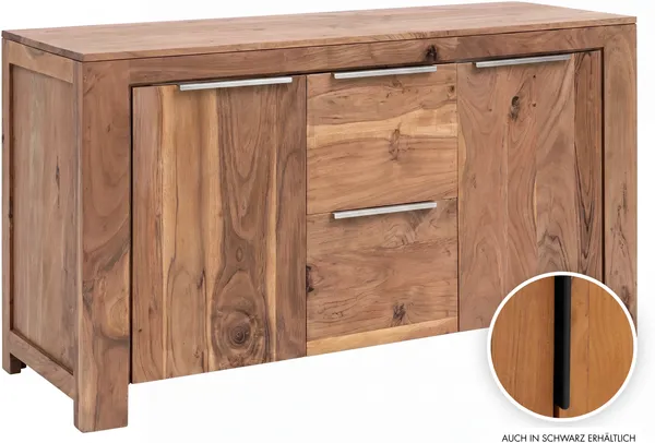 Waschtisch Osbon Akazie Massivholz 140x75x50 cm braun Waschtischunterschrank Badunterschrank Badmöbel Landhausstil massivum Serie Osbon