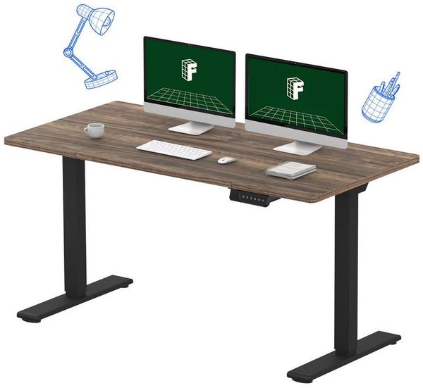 FLEXISPOT Schreibtisch Sitz-Steh-Tisch mit Memory-Funktionen (110X54/140X70/ 160X70/ 180X80/ 200X80 CM), Dual-Motor, 4 Speicherplätze, Anti-Kollisionssystem