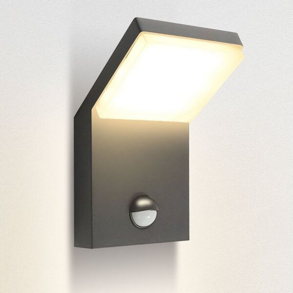 Maxkomfort LED Außen-Wandleuchte mit/ohne Bewegungsmelder - Wandlampe 9W Warmweiß 3000K IP44, mit Bewegungsmelder, LED fest integriert, Warmweiß, 3000K, Außenlampe für Hauswand, Eingang, Garage, Garten, Terrasse & Balkon