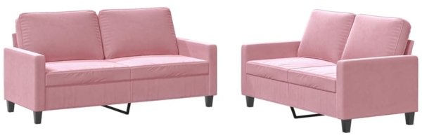 vidaXL 2-tlg. Sofagarnitur mit Kissen Rosa Samt 3201499