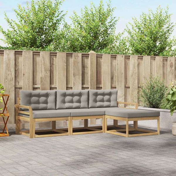 vidaXL Outdoor-Sofagarnitur 4 pcs Weiß und Hellgrau Polyester 3386270
