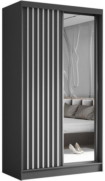 Beautysofa Kleiderschrank Helix (Garderobe mit Scharniertüren, mit Spiegel, schwarzes / weißes / graues / artisan) mit Lamellen